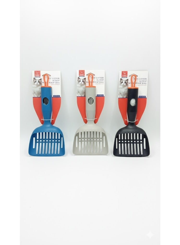 مجرفة رمل القطط من نونبيل مع حامل أكياس فضلات القطط وبكرة بلاستيكية، مجرفة كبيرة السعة للحيوانات الأليفة